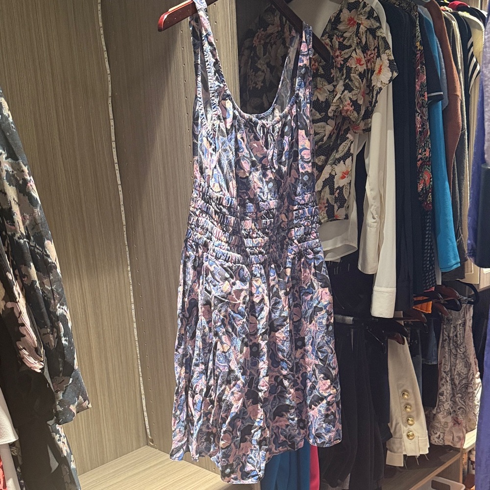 Marine Layer Floral Mini Dress - Blue and Pink- size M